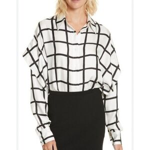 Women's Black and White Checkered Top